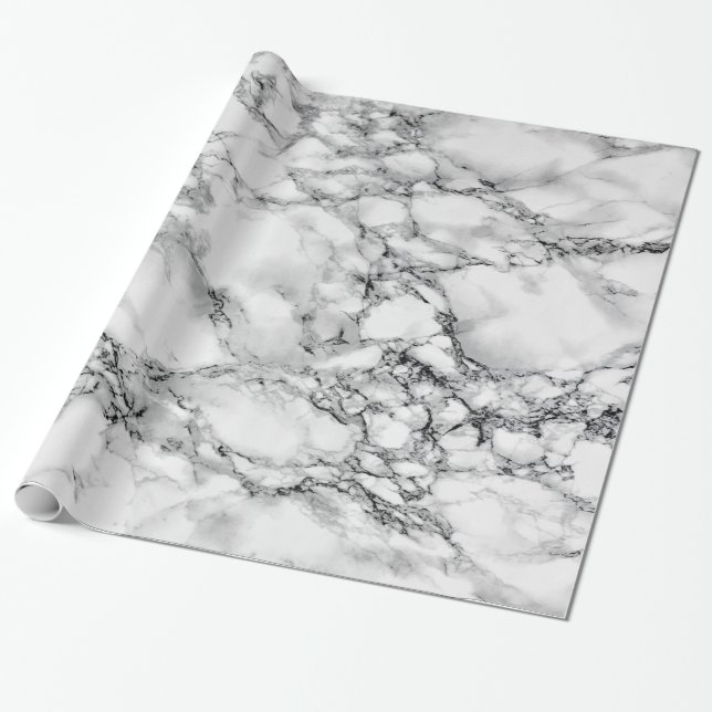  White Marble Design Wrapping Paper (Unrolled)