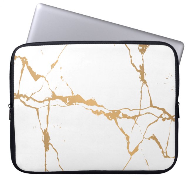 White Marble Elegant  Laptop Sleeve (Front)