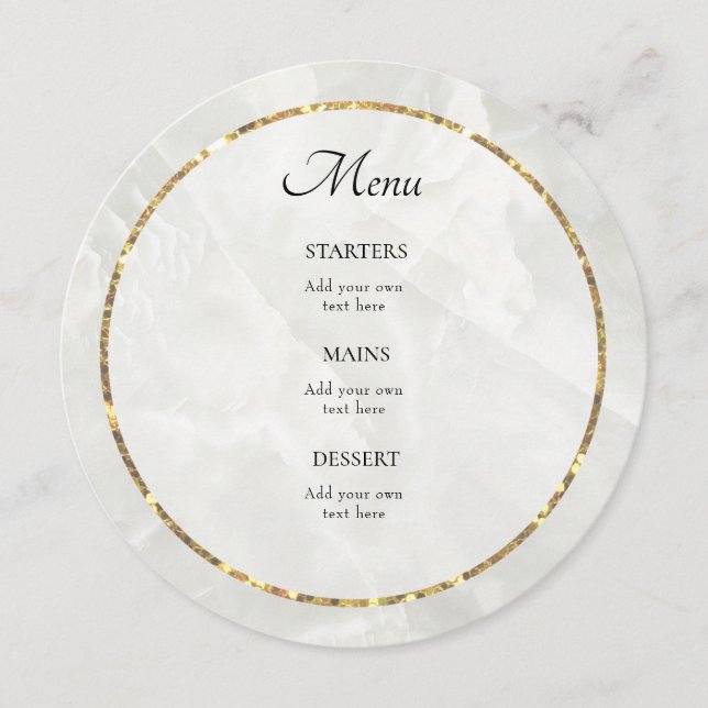 white marble elegant Menu (Front)