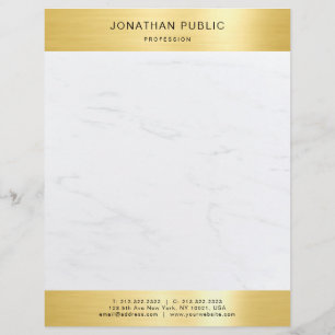 White Marble Elegant Modern Gold Professional Custom Letterhead