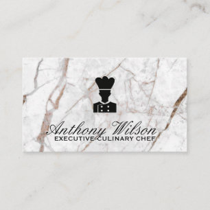 White Marble   Executive Chef Culinary Business Card
