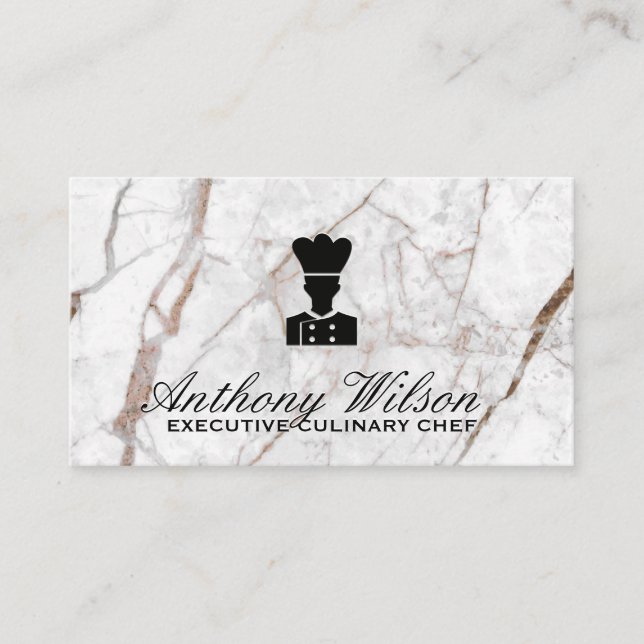 White Marble | Executive Chef Culinary Business Card (Front)