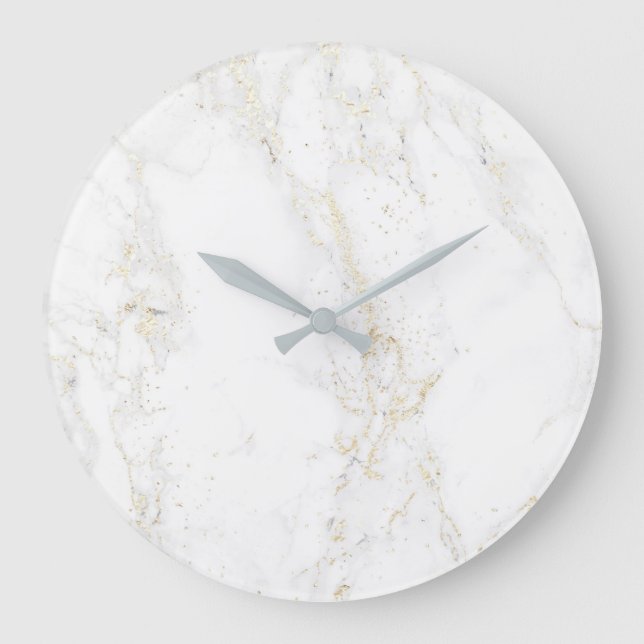 white marble faux glitter large clock (Front)