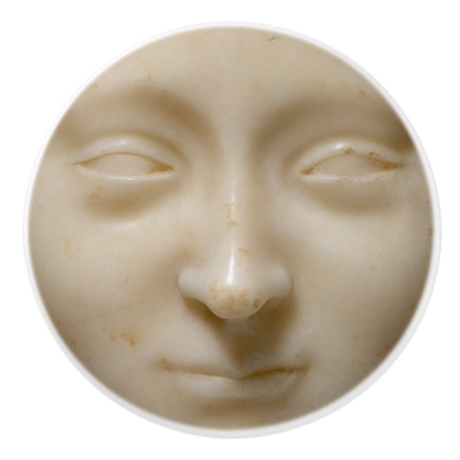White Marble Female Face Sculpture - Museum Art  C Ceramic Knob (Front)