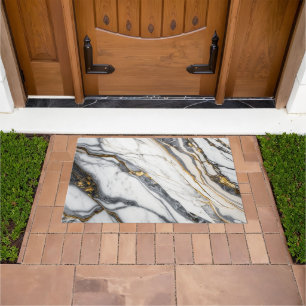 White Marble Flower Doormat