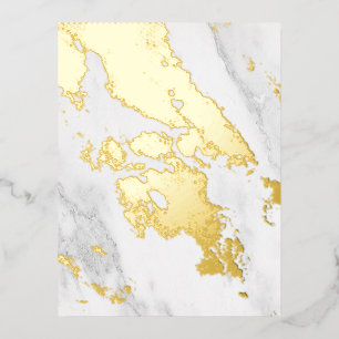 White Marble Foil Holiday Postcard