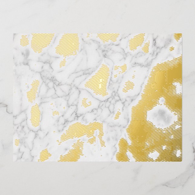 White Marble Foil Holiday Postcard (Front)