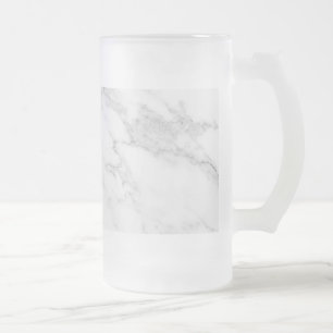 White Marble Frosted Glass Beer Mug