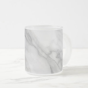White Marble Frosted Glass Coffee Mug