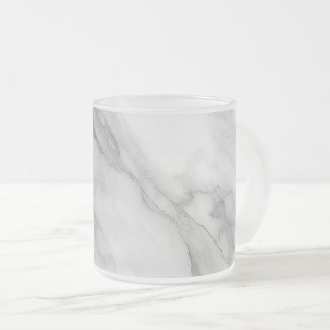 White Marble Frosted Glass Coffee Mug (Front Right)