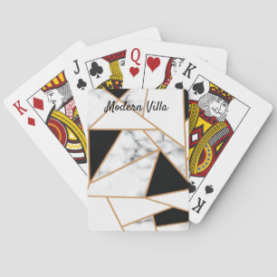 White Marble Geometric in Gold Playing Cards