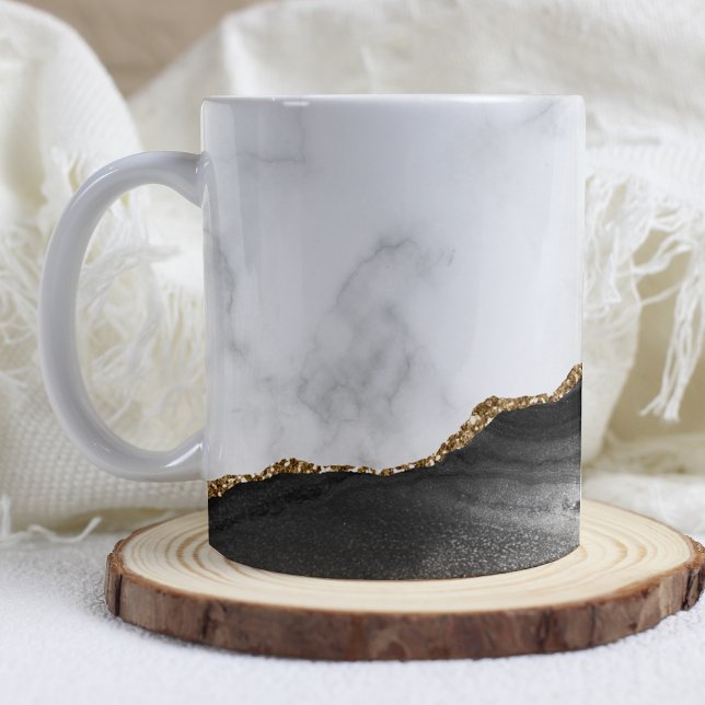 White Marble Gilded Black Agate Coffee Mug (Creator Uploaded)