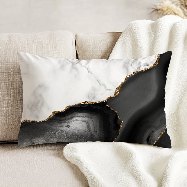 White Marble Gilded Black Agate Decorative Cushion (Creator Uploaded)