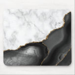 White Marble Gilded Black Agate Mouse Mat<br><div class="desc">Elegant white marble and black agate gilded with faux gold glitter combine in this luxurious design.</div>