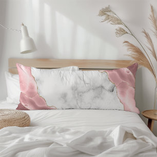 White Marble Gilded Blush Pink Agate Body Cushion