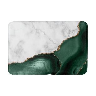 White Marble Gilded Emerald Green Agate Bath Mat