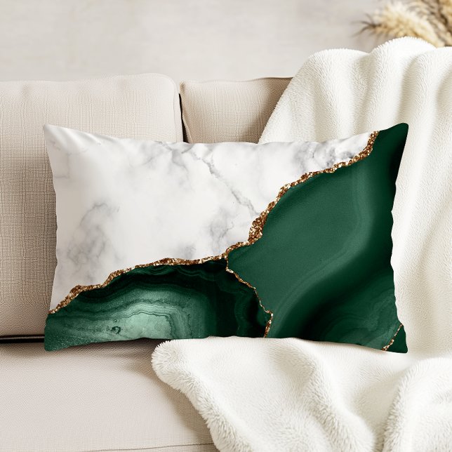 White Marble Gilded Emerald Green Agate Decorative Cushion (Creator Uploaded)