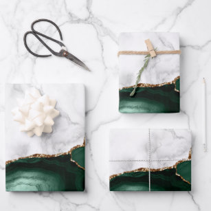 Elegant Marble, Copper Sage Mint Green Rose Gold Wrapping Paper