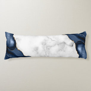 White Marble Gilded Navy Blue Agate Body Cushion