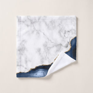 White Marble Gilded Navy Blue Agate Wash Cloth