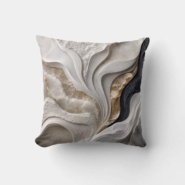 White Marble Gold Abstract | Luxury Throw Pillow (Front)