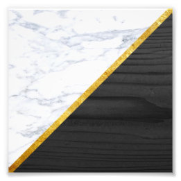 White Marble Gold and Black Wood Photo Print