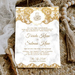 White Marble Gold Foil Lace Islamic Muslim Wedding Invitation<br><div class="desc">Amaze your guests with this elegant wedding invite featuring beautiful faux gold foil lace with 'Bismillah' in Arabic calligraphy. Simply add your event details on this easy-to-use template to make it a one-of-a-kind invitation.</div>