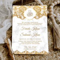 White Marble Gold Foil Lace Islamic Muslim Wedding