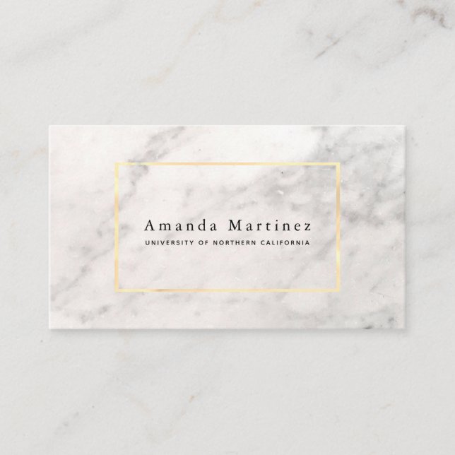White Marble Gold Graduate Student Calling Card (Front)