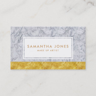 White Marble Gold Leaf Make Up Artist Business Card