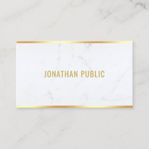 White Marble Gold Text Professional Modern Elegant Business Card