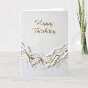White Marble Gold Vein Happy Birthday Card