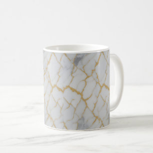White Marble & Gold Veins Luxury Mug