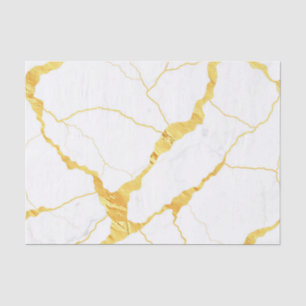 White Marble Gold Veins Pattern Tissue Paper