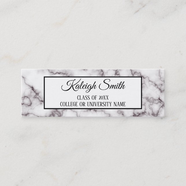 White Marble Graduation Insert Name Card (Front)