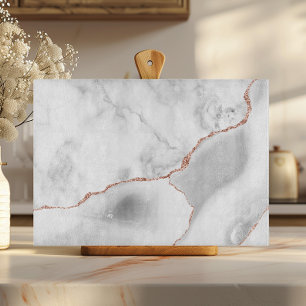 White Marble Grey Agate Rose Gold Glitter Cutting Board