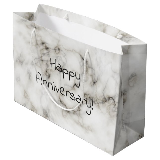 white marble happy anniversary large gift bag (Back Angled)