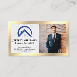 White Marble   House Logo Icon   Business Man Card