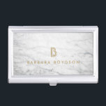 WHITE MARBLE INTERIOR DESIGNER Card Case<br><div class="desc">Coordinates with the WHITE MARBLE INTERIOR DESIGNER Business Card Template by 1201AM. A white marble backdrop sets a beautiful tone on this designer business card case. Your initial and name or business name are elegantly styled in matte gold for a monogrammed logo effect. © 1201AM CREATIVE</div>