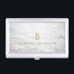 WHITE MARBLE INTERIOR DESIGNER Card Case<br><div class="desc">Coordinates with the WHITE MARBLE INTERIOR DESIGNER Business Card Template by 1201AM. A white marble backdrop sets a beautiful tone on this designer business card case. Your initial and name or business name are elegantly styled in matte gold for a monogrammed logo effect. © 1201AM CREATIVE</div>