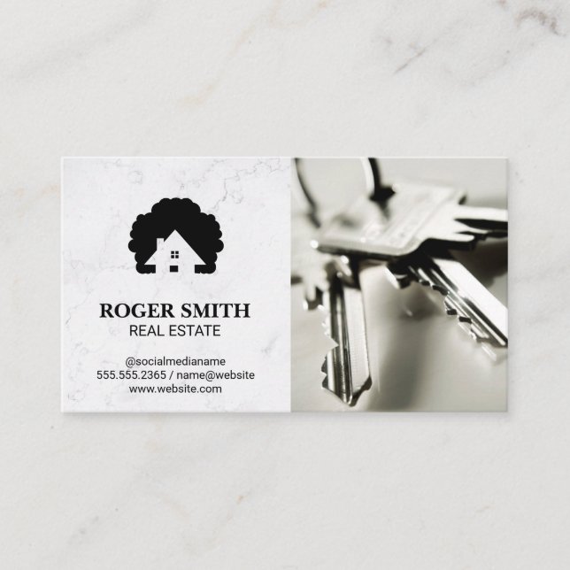 White Marble | Keys Business Card (Front)