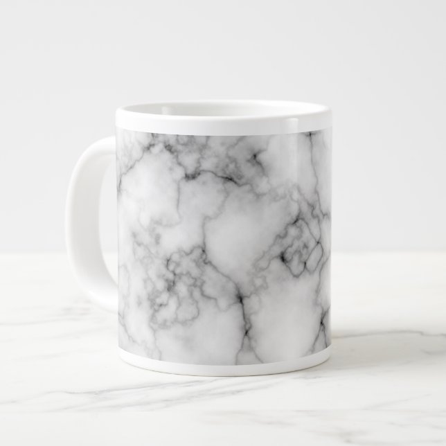 White Marble Large Coffee Mug (Front Left)