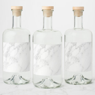 White Marble Liquor Bottle Label