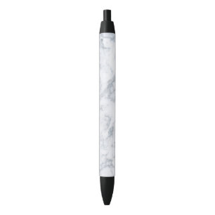 White Marble Look Black Ink Pen