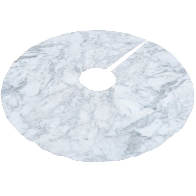 White Marble Look Brushed Polyester Tree Skirt (Angled)