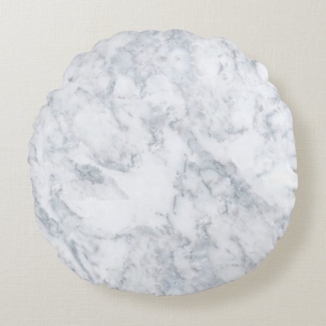 White Marble Look Round Cushion (Front)