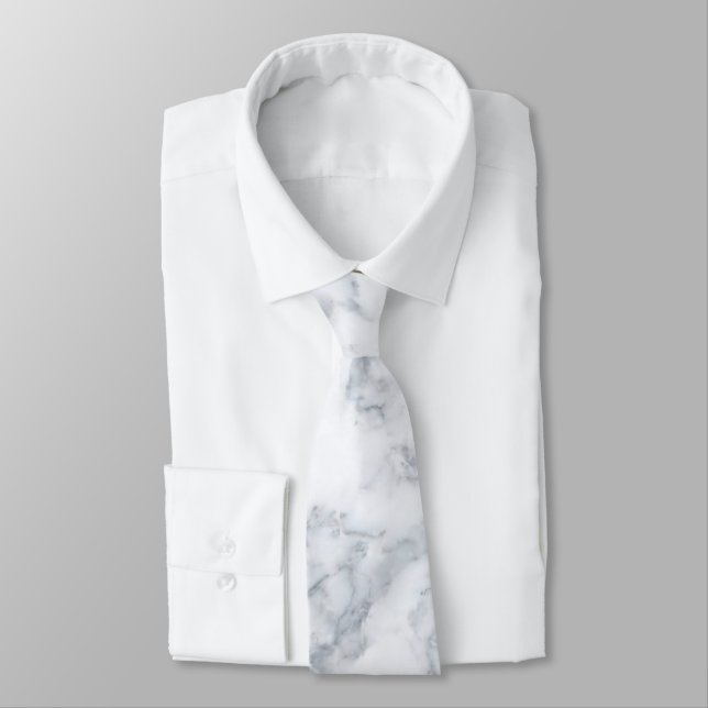 White Marble Look Tie (Tied)