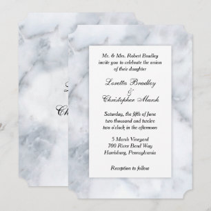 White Marble Look Wedding Invitation