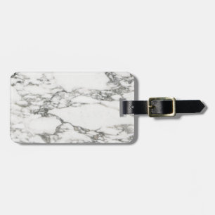 White Marble Luggage Tag
