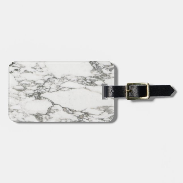 White Marble Luggage Tag (Front Horizontal)
